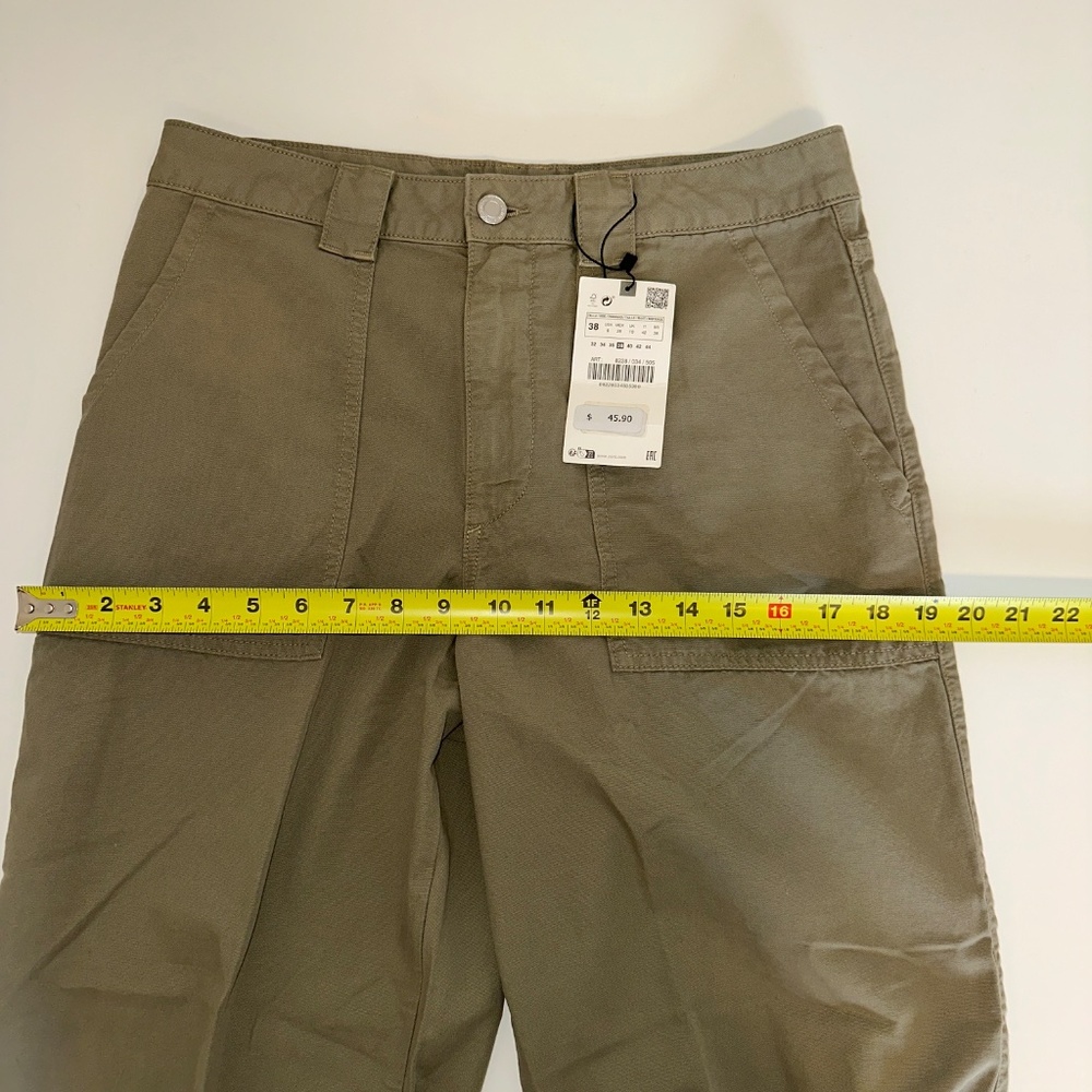 Zara Olive Green Cropped Pants - Picture 8 of 8